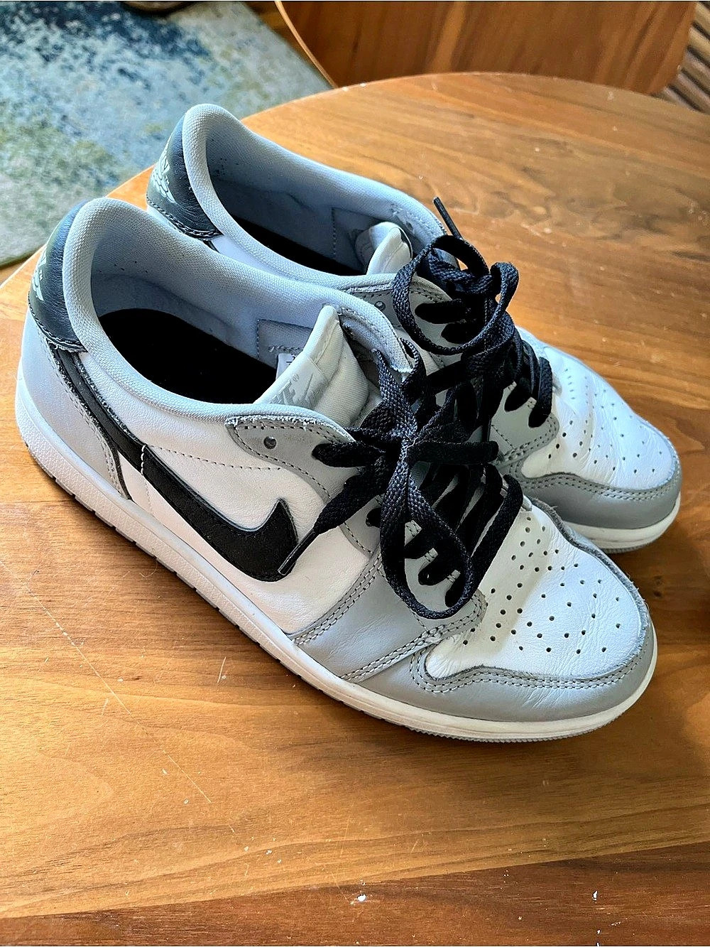 Nike Air Jordan 1 Low Top Sneakers in White & Black